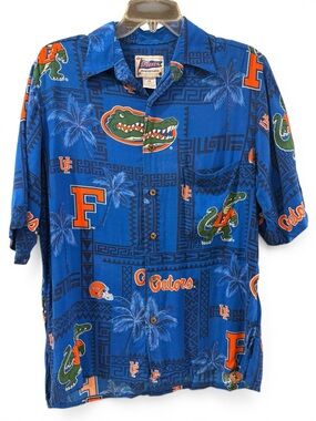 Vintage 98 Reyn Spooner Florida Gators Aloha Shirt Blue Hawaiian UF Men’s Size S